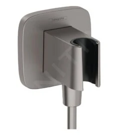 Hansgrohe Fixfit - Muuraansluitbocht Met Handdouchehouder, Geborsteld Zwart Chroom 26887340