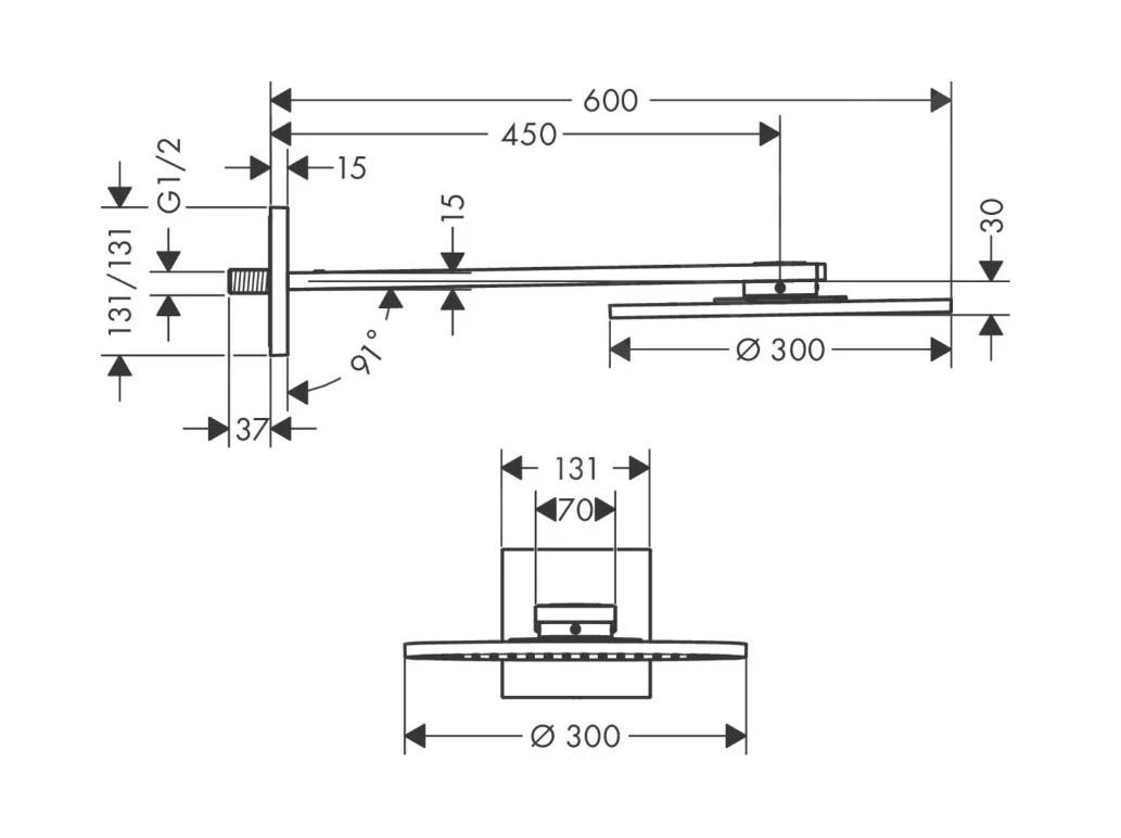 Axor Douche Programma - Hoofddouche 300 Mm Met Plafondaansluiting, 1jet, Chroom 35300000 - Afbeelding 2