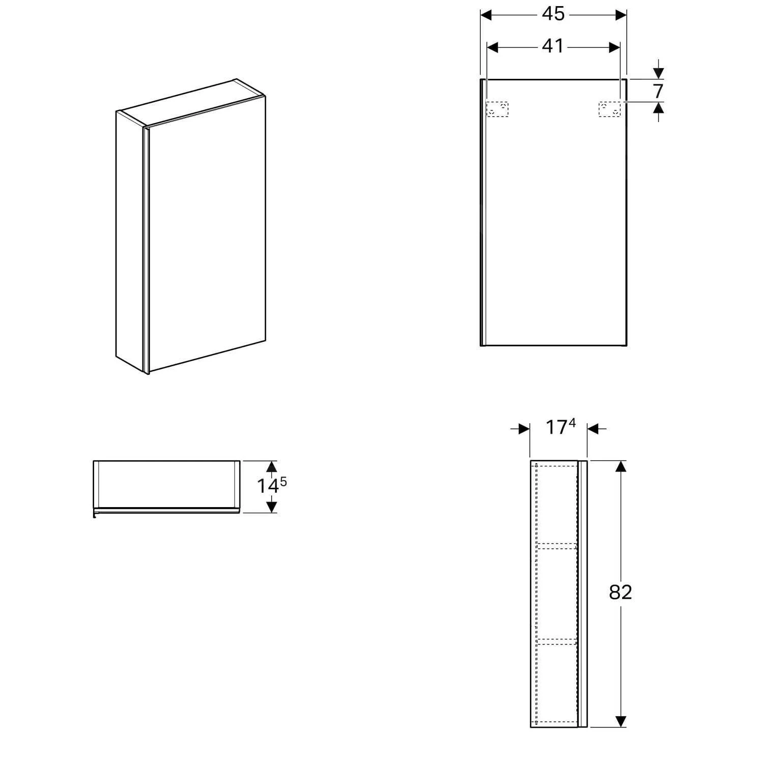 Geberit Acanto - Badkamer Bovenkast Met Interne Spiegel 450x820 Mm, Zand Grijs 500.639.JL.2 - Afbeelding 2