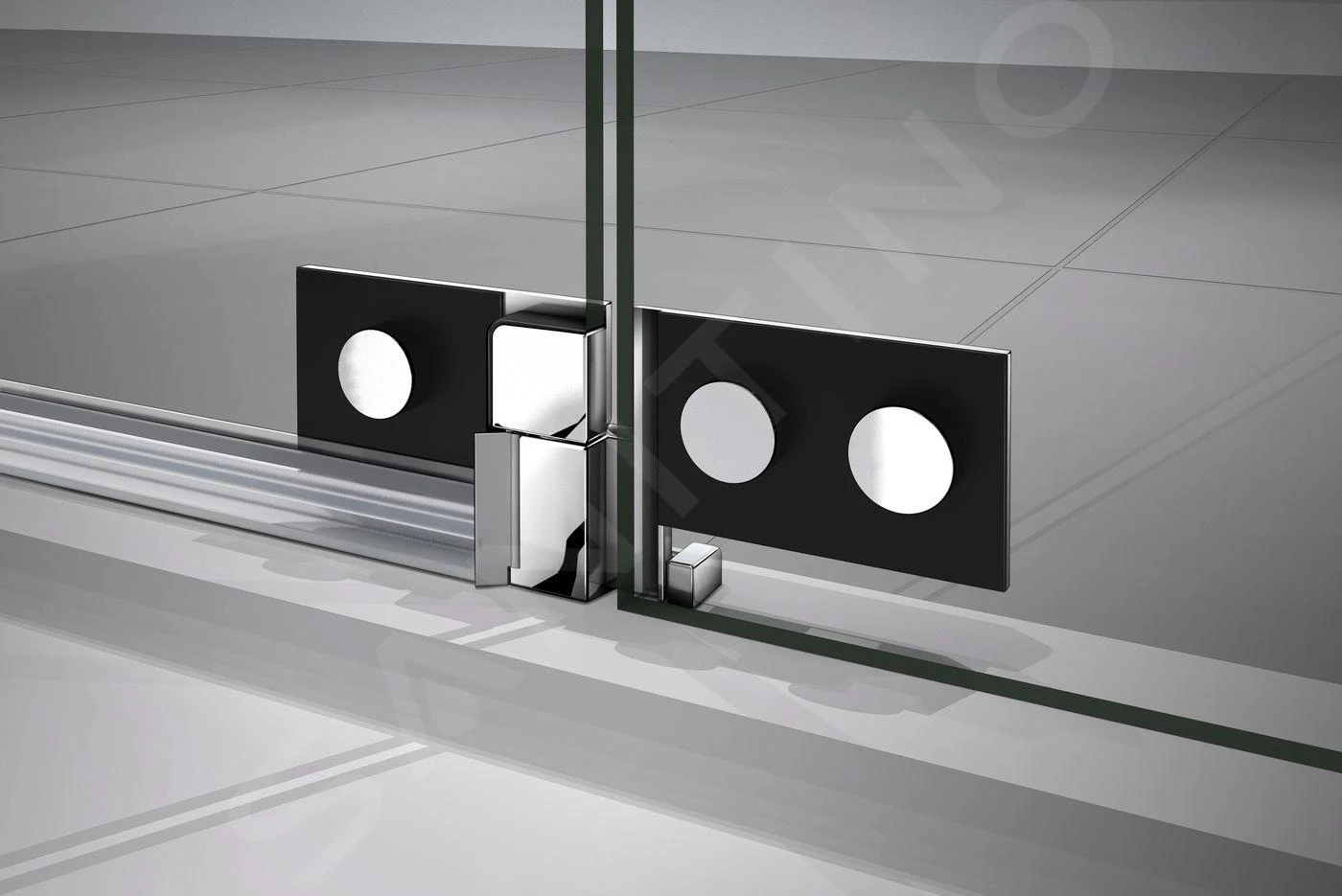 Lansanit LitLUX Brix - Douchecabine 4 Delig 1000x1000 Mm, Glanzend Aluminium/helder Glas HRY11 - Afbeelding 5