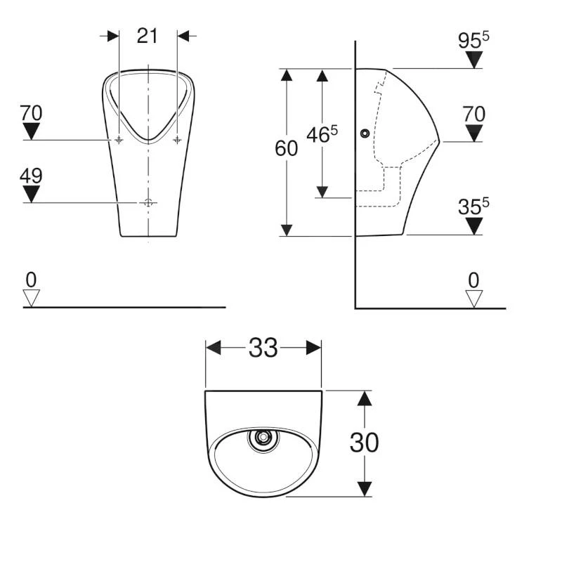 Geberit Urinoirs - Urinoir Narva, Waterloos, KeraTect, Wit 501.657.00.8 - Afbeelding 2
