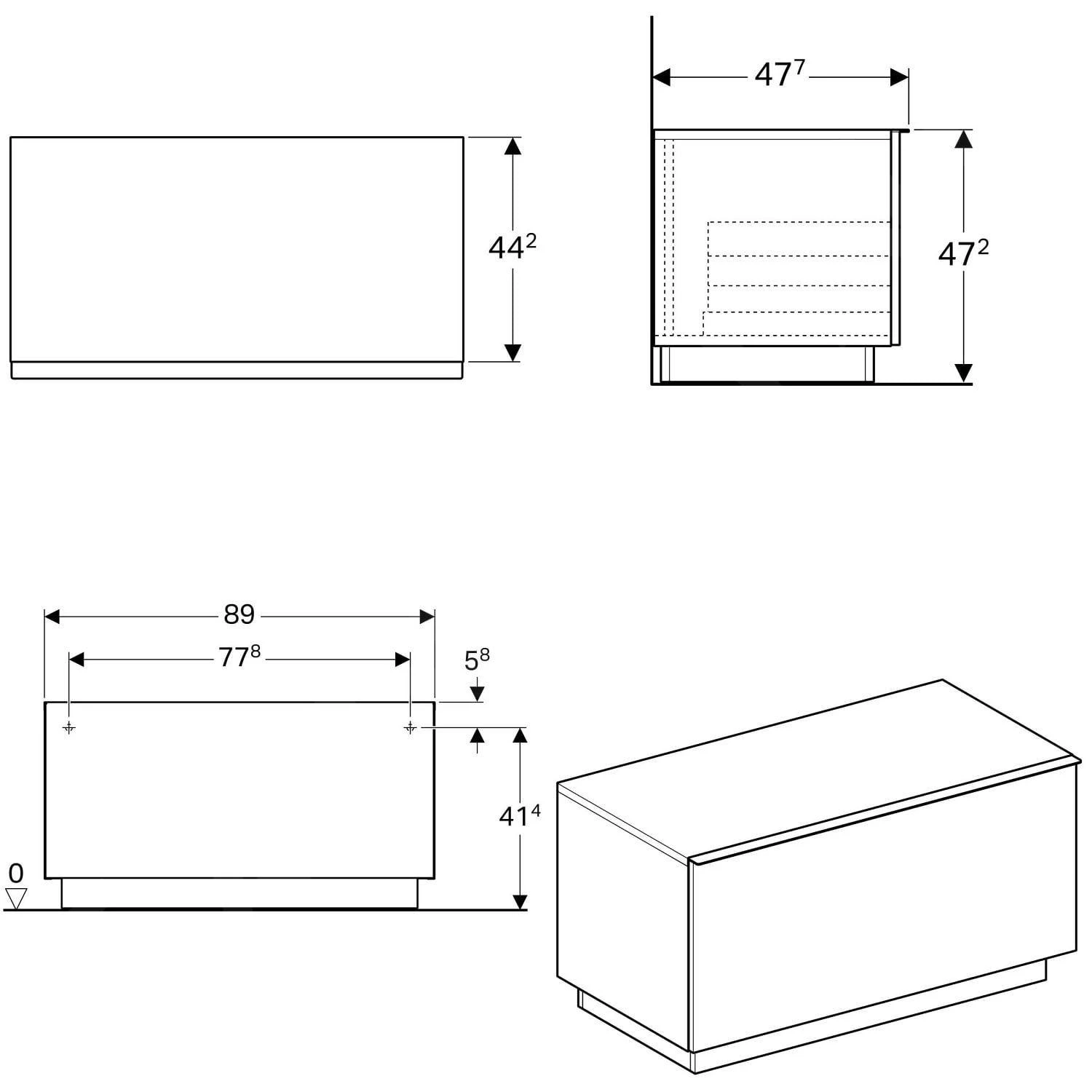 Geberit ICon - Onderbouw Zijkast Met Interne Lade 890x472 Mm, Lava Look 841091000 - Afbeelding 2
