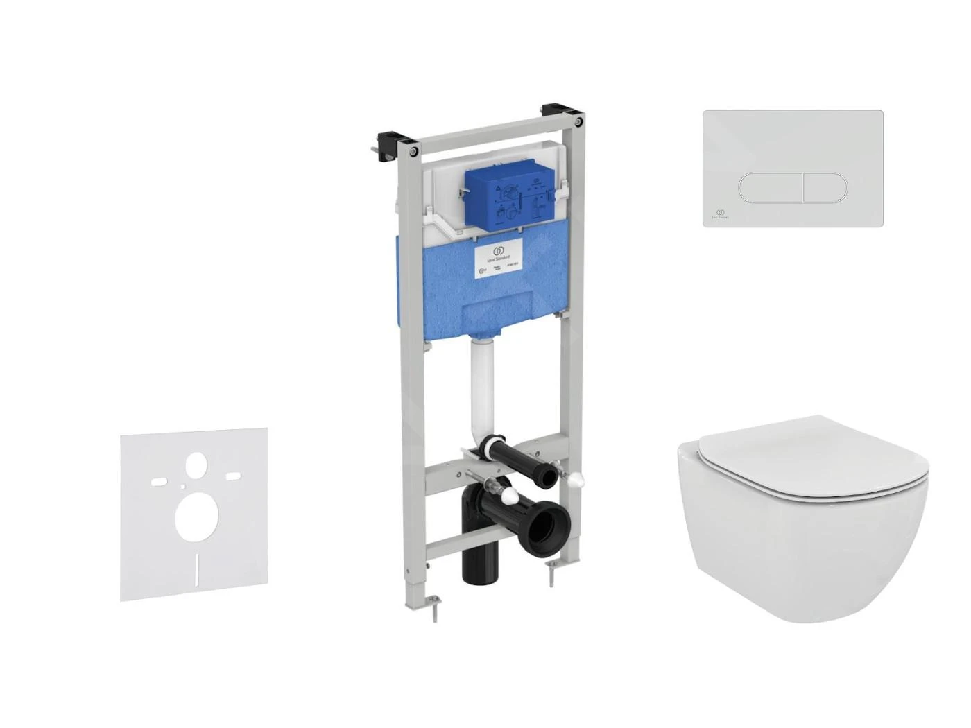 Ideal Standard ProSys - Toiletset- Inbouwreservoir, Closet, WC-zitting Tesi, Oleas M1 Bedieningsplaat, Rimless, SoftClose, Wit ProSys120M SP10