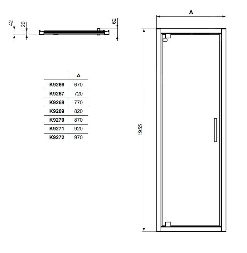 Ideal Standard Connect 2 - Draaideur 750 Mm, Silver Bright/helder Glas K9267EO - Afbeelding 2