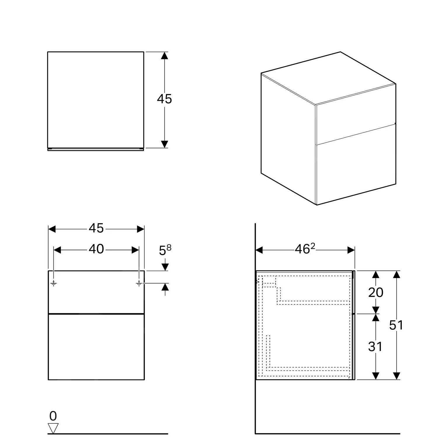 Geberit Xeno 2 - Onderbouw Zijkast Met Laden 450x510 Mm, Grijs 500.504.43.1 - Afbeelding 2