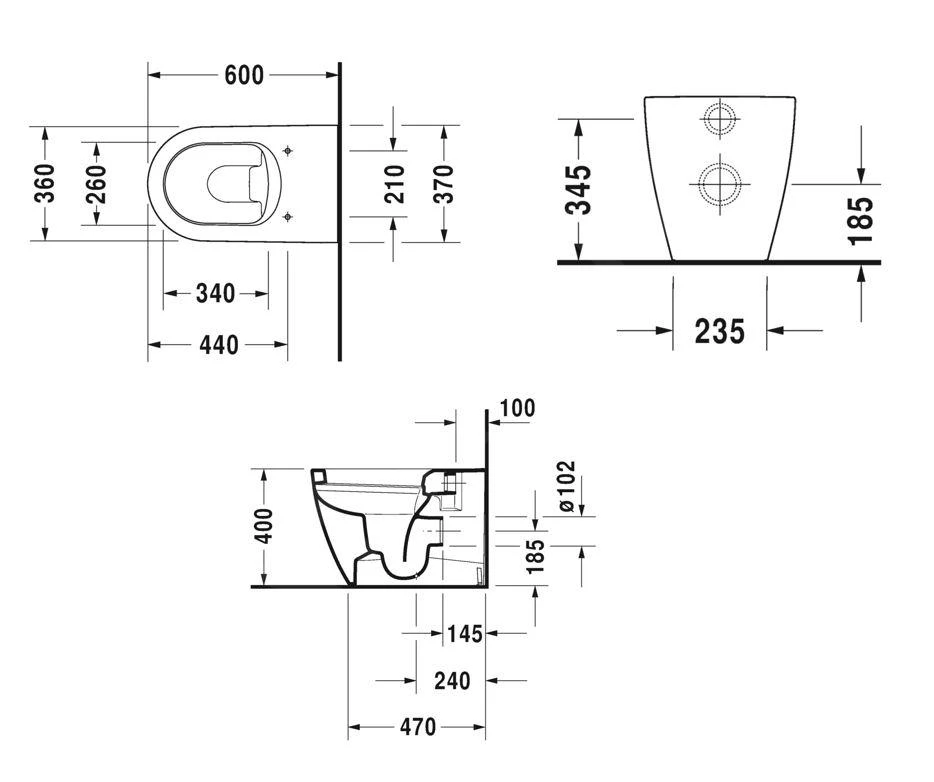Duravit Soleil By Starck - Staand Toilet, Afvoer Horizontaal, Wit 2010090000 - Afbeelding 2