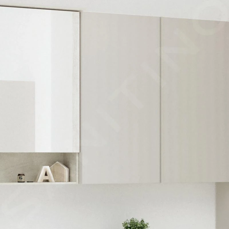 Geberit Acanto - Badkamer Bovenkast Met Interne Spiegel 450x820 Mm, Zand Grijs 500.639.JL.2 - Afbeelding 3