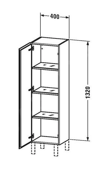 Duravit L-Cube - Hoge Badkamerkast 1320x400x363 Mm, Rechts, Glanzend Wit LC1178R2222 - Afbeelding 2