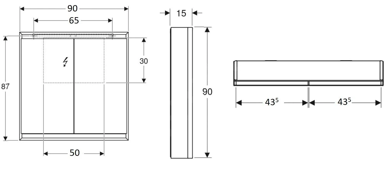 Geberit ONE - Spiegelkast Met LED-verlichting, 900x900x150 Mm, 2 Deuren, Wit 505.813.00.2 - Afbeelding 2