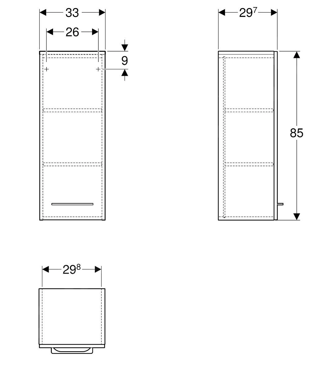 Geberit Selnova Square - Spiegelkast 850x330x297 Mm, 1 Deur, Glanzend Wit 501.276.00.1 - Afbeelding 2