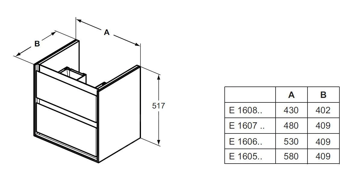 Ideal Standard Connect Air - Wastafelonderkast 480x409x517 Mm, Grijs Eiken/mat Wit Gelakt E1607PS - Afbeelding 2