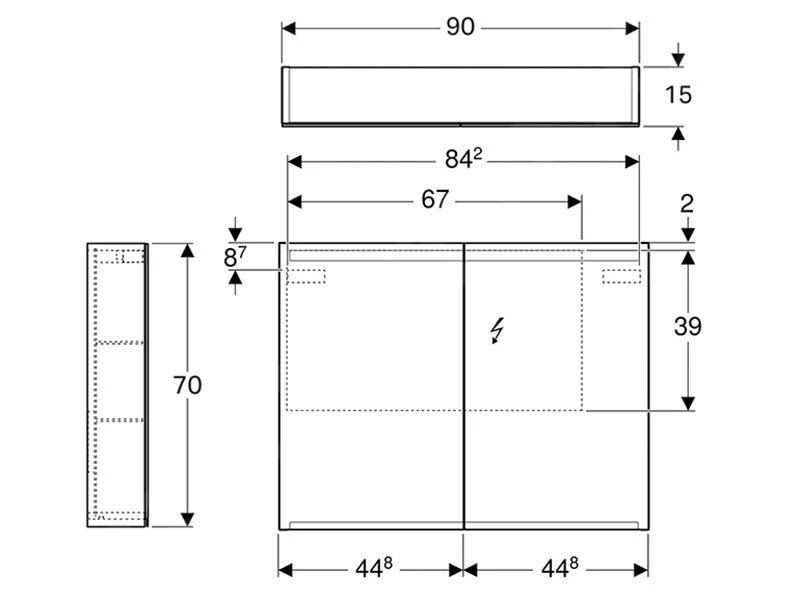 Geberit Option - Spiegelkast Met Verlichting, 900x700x150 Mm 500.583.00.1 - Afbeelding 2