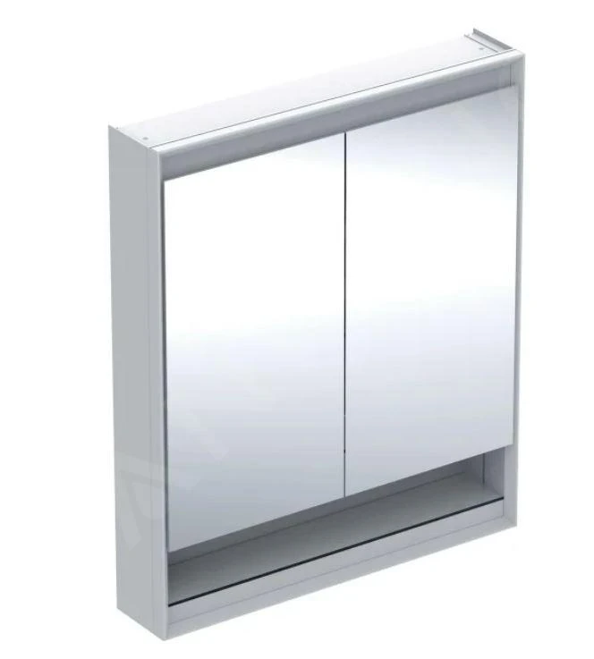 Geberit ONE - Spiegelkast Met LED-verlichting, 750x900x150 Mm, 2 Deuren, Met Nis, Aluminium 505.832.00.1