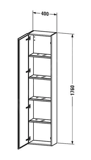 Duravit L-Cube - Hoge Badkamerkast 1760x400x243 Mm, Links, Glanzend Wit LC1170L2222 - Afbeelding 2