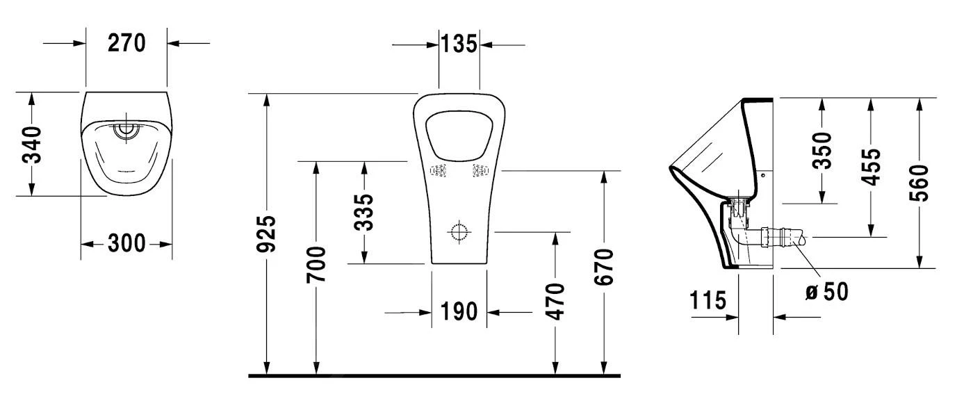 Duravit DuraStyle - Urinoir, Waterloos, HygieneGlaze, Wit 2808302000 - Afbeelding 2