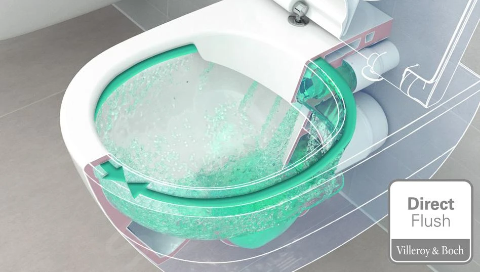 Villeroy & Boch O.novo - Compact Staande Toiletpot, Afvoer Achteraan, DirectFlush, CeramicPlus, Alpine Wit 5689R0R1 - Afbeelding 5