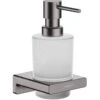 Hansgrohe AddStoris - Zeepdispenser Met Houder, Mat Glas/geborsteld Zwart Chroom 41745340