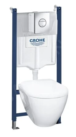 Grohe Solido - Toiletset Met Hangend Toilet + Softclose Wc Bril, Nova Cosmopolitan Drukknop, Chroom 38950000