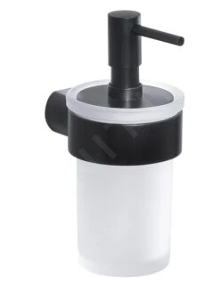 Sapho Gedy Badkameraccessoires - Zeepdispenser Met Houder, Mat Zwart/ Satin Glas PI8114