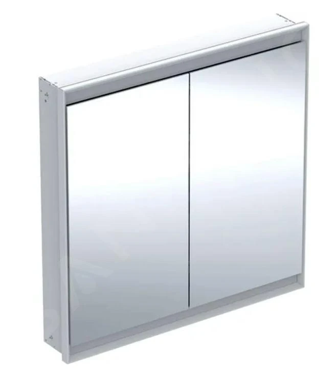 Geberit ONE - Spiegelkast Met LED-verlichting, 900x900x150 Mm, 2 Deuren, Inbouw, Aluminium 505.803.00.1