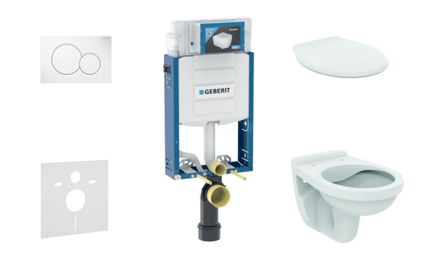 Geberit Kombifix - Set Voorwandinstallatie, Closet Alpha Met WC-zitting, SIGMA01 Bedieningsknop, Alpine Wit 110.302.00.5 NR1