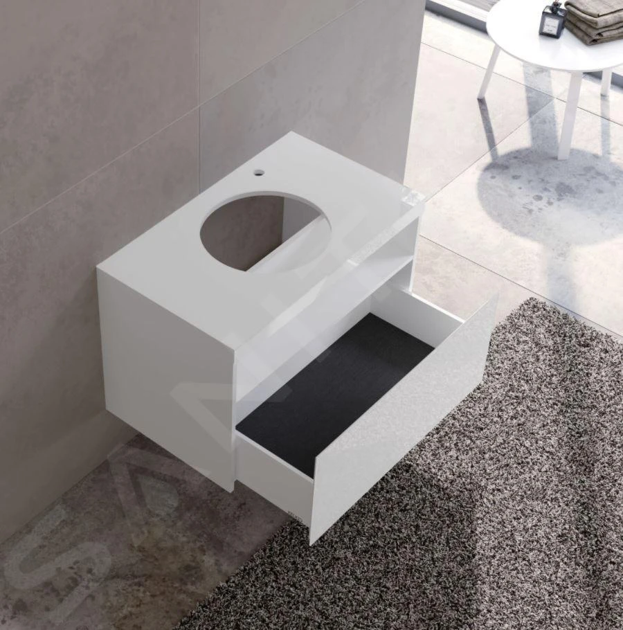 Keuco Stageline - Wastafelonderkast, 650x550x490 Mm, Met Uitsparing Voor Wastafel En Kraan Rechts, Met Verlichting En USB, Wit 32855300100 - Afbeelding 4